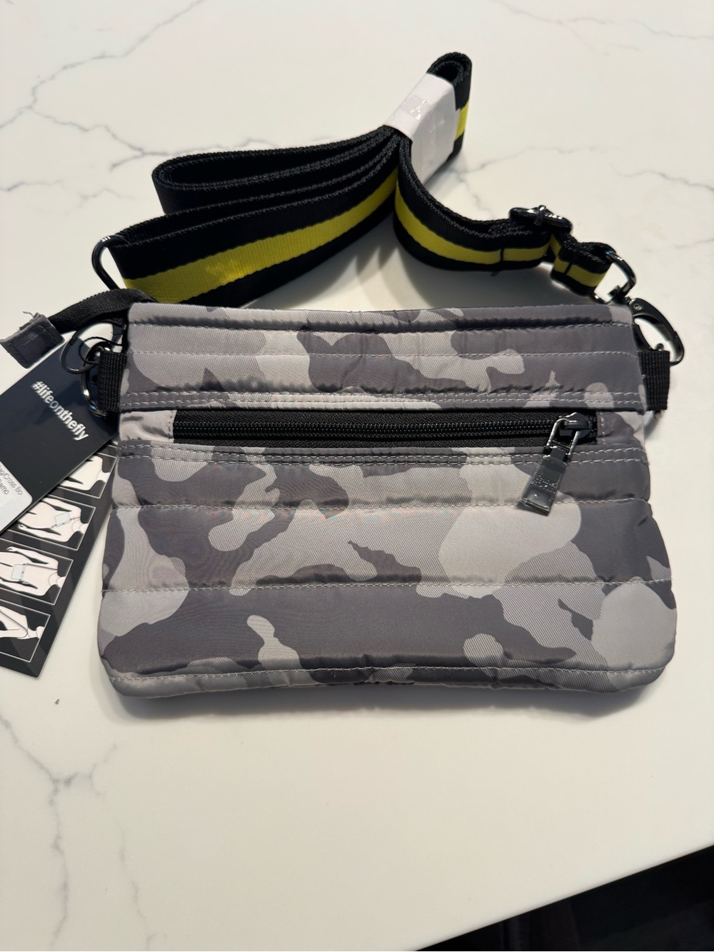 Think Royln - Grey Camo Bum Bag with crossbody strap. NWT